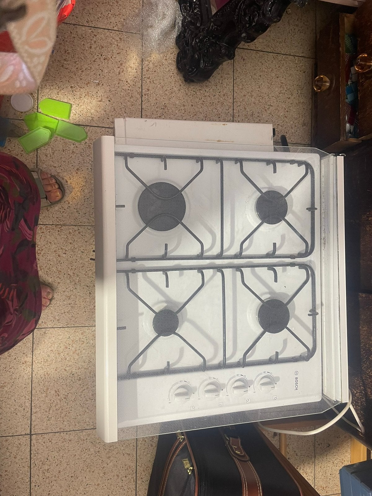 4 pits gasfornuis met mooie glazen afdekplaat, Ophalen, 4 kookzones, Zo goed als nieuw, Inbouw