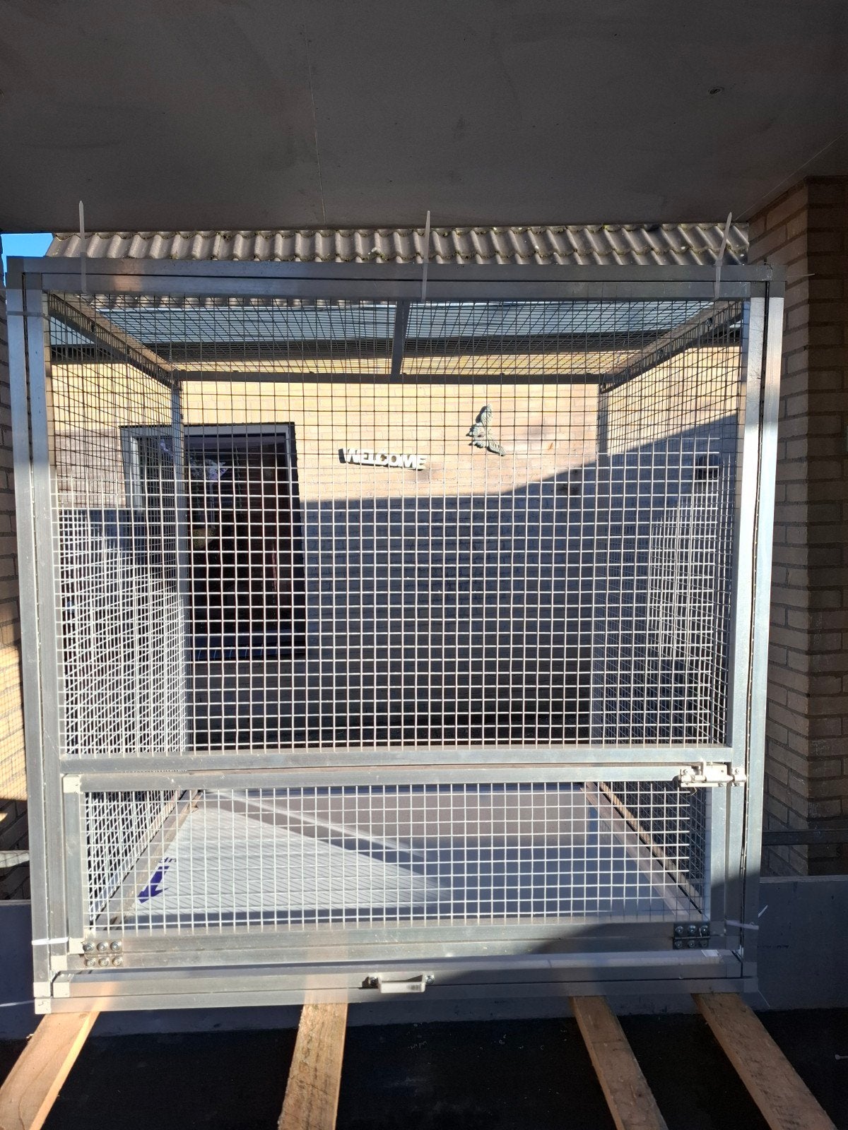 Aluminium hangvoliere of voorhang ren met lade, Ophalen, Aluminium, Volière