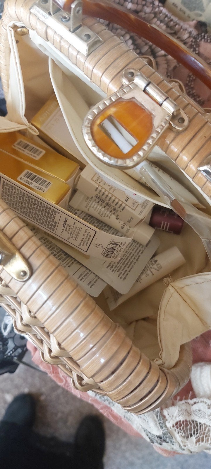 Vintage beautycase vol Sisley producten, Ophalen of Verzenden, Zo goed als nieuw, Beige, Hardcase