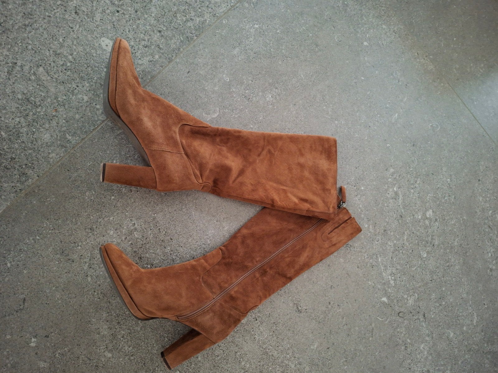 Hoge laarzen met hak, kleur cognac/bruin, Hoge laarzen, Bruin, Ophalen of Verzenden, Onbekend