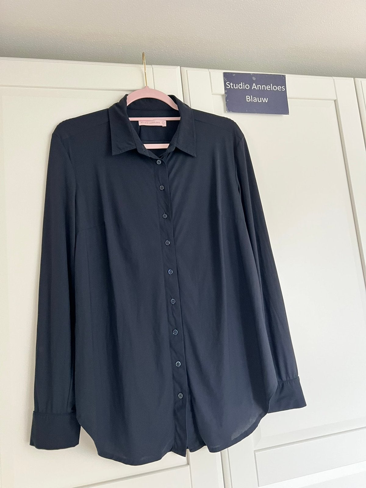 Studio anneloes poppy blouse L donkerblauw travelstof, Blauw, Maat 42/44 (L), Ophalen of Verzenden, Zo goed als nieuw