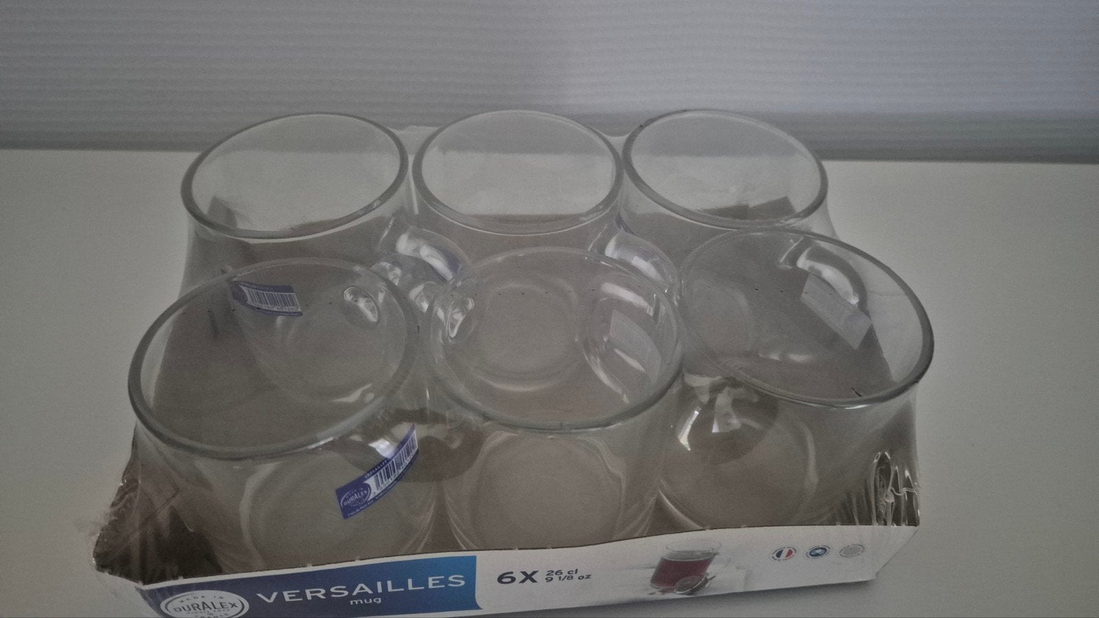 Duralex Versailles Mokken Set - 6x 26 cl, Ophalen, Nieuw, Glas