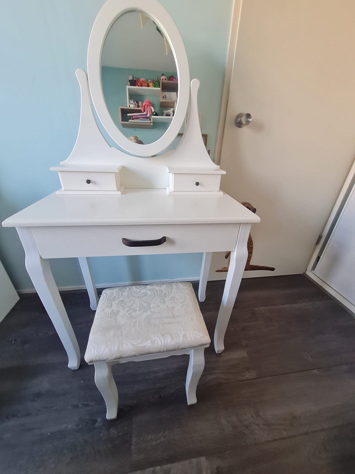 Prinsessen kaptafel/ make up tafel met spiegel en krukje, Ophalen, Gebruikt, 100 tot 150 cm, 50 tot 100 cm