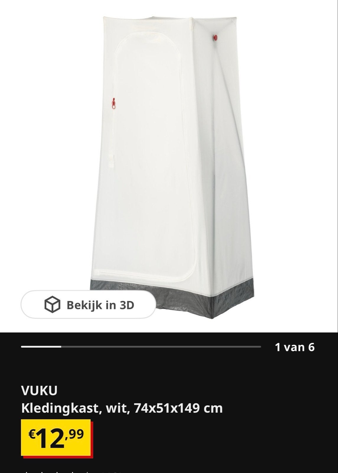 IKEA 3 stuks VUKU Kledingkast wit, 74x51x149 cm, Huis en Inrichting, Ophalen, Kunststof, 100 tot 150 cm, Nieuw