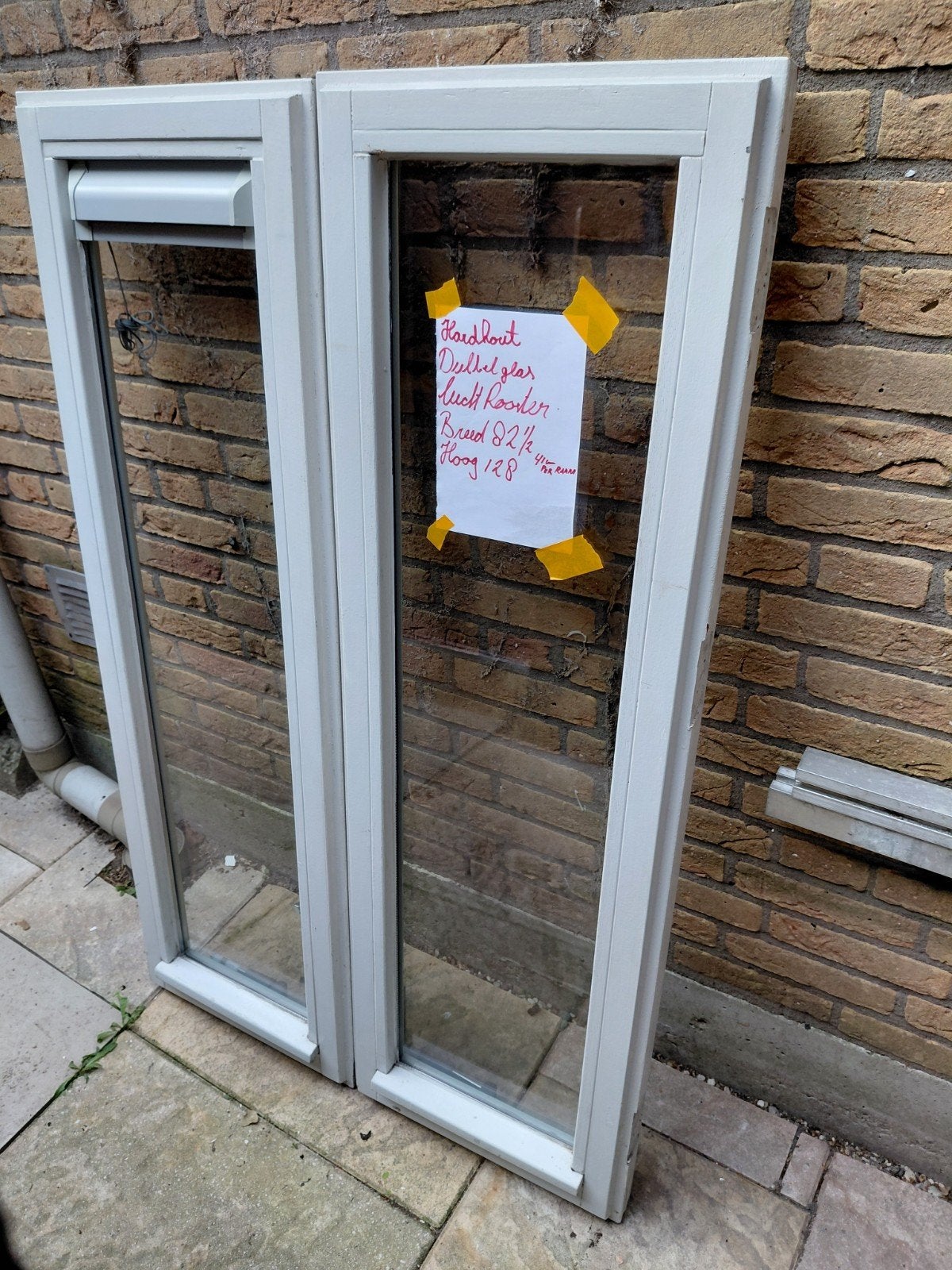Nette Hardhouten Stolpramen Dubbelglas met Luchtrooster, Doe-het-zelf en Verbouw, Ophalen, Gebruikt, 80 tot 120 cm, 120 tot 160 cm