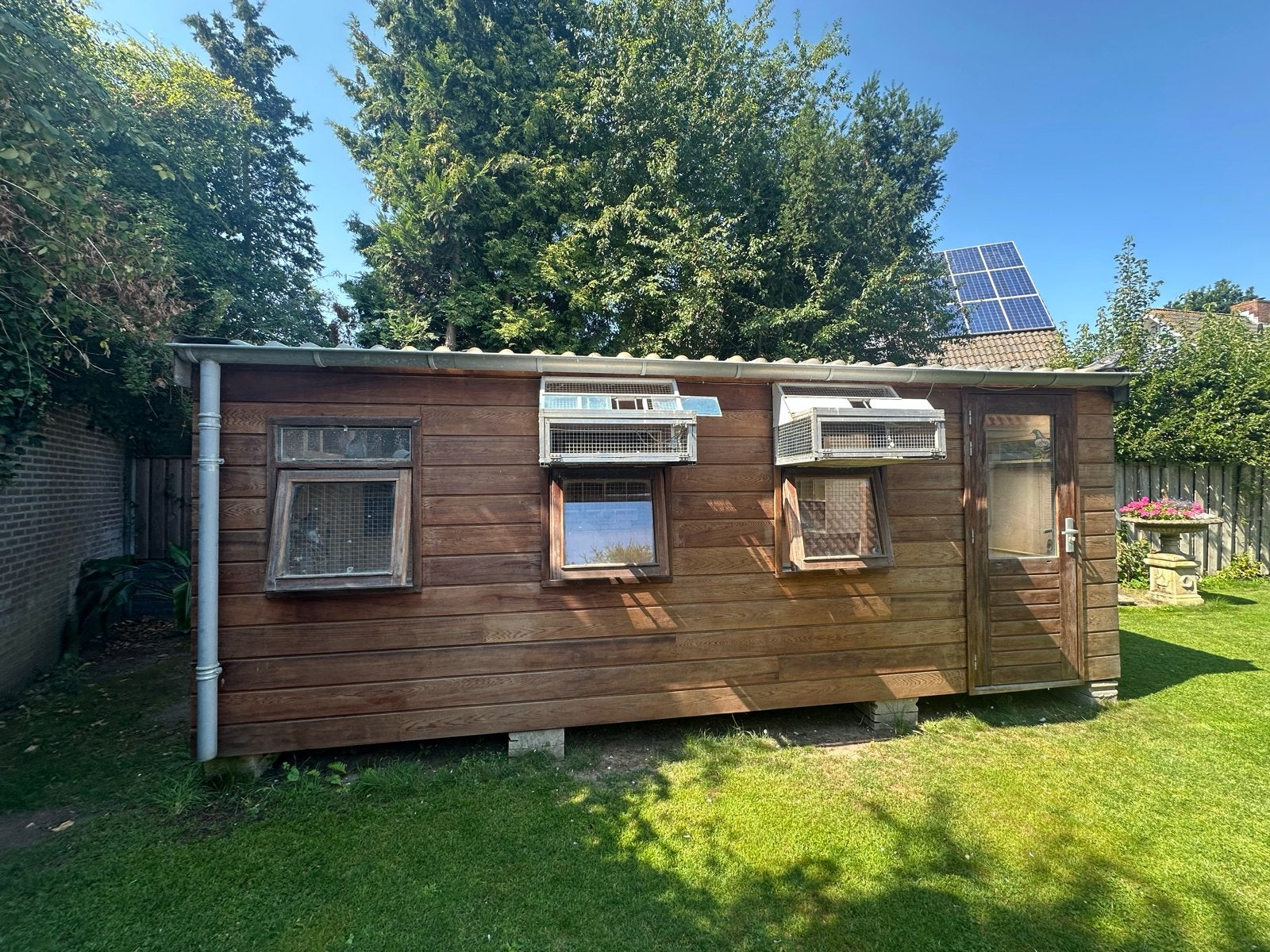 Mooi van Zon Merbau Duivenhok, 4 afd. en inventaris te koop, Ophalen, Hout, Vogelkooi