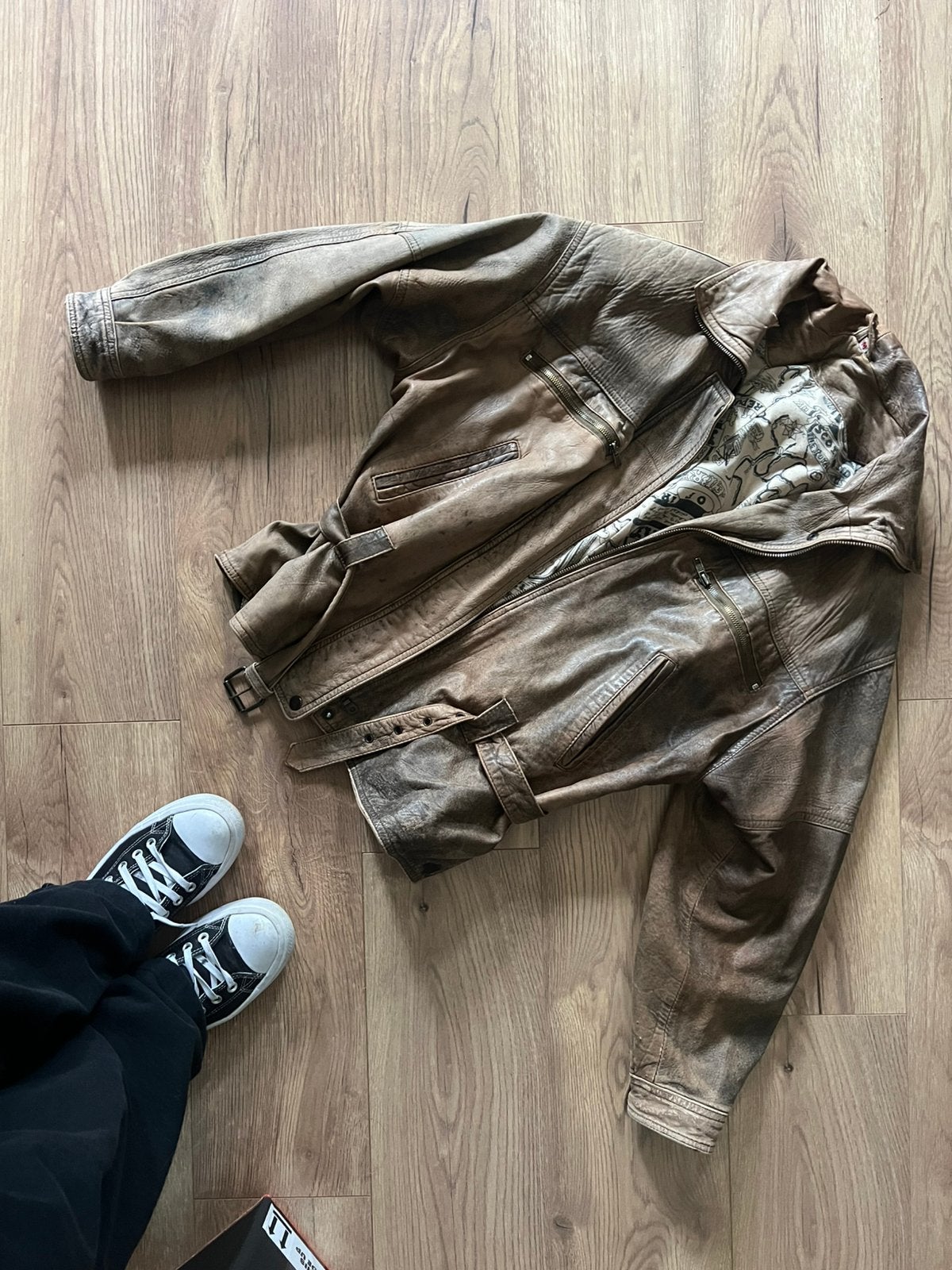 Leren jas vintage (maat M), Kleding | Dames, Ophalen of Verzenden, Zo goed als nieuw, Maat 38/40 (M), Zwart