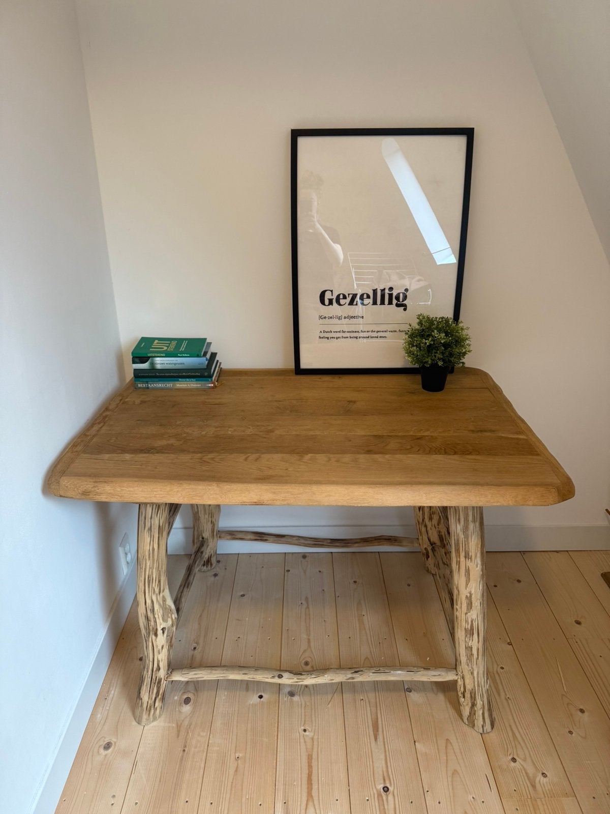 Tafel bureau massief hout, Ophalen, Zo goed als nieuw