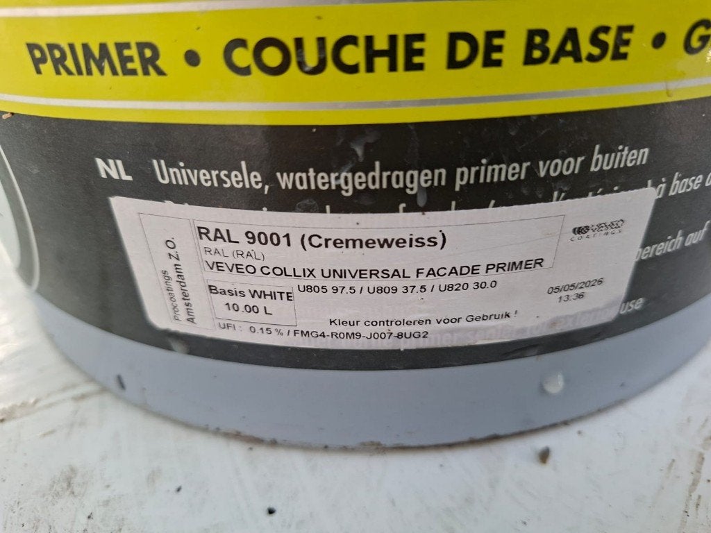 Veveo Universal Facade Primer Ral 9001 cremewit, Ophalen, Zo goed als nieuw, Overige kleuren, Verf