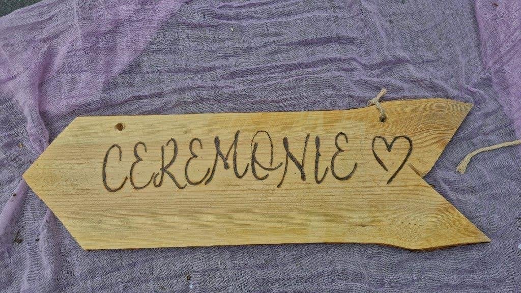 6x Houten borden bruiloft ceremonie wedding, Ophalen of Verzenden, Nieuw, Versiering, Geboorte of Huwelijk
