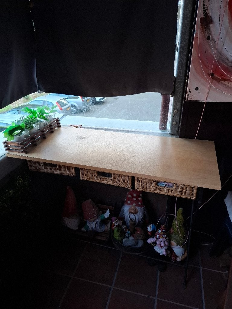 Sidetable met gietijzeren frame, Huis en Inrichting, Tafels | Sidetables, Ophalen, Gebruikt, 100 tot 150 cm, Landelijk