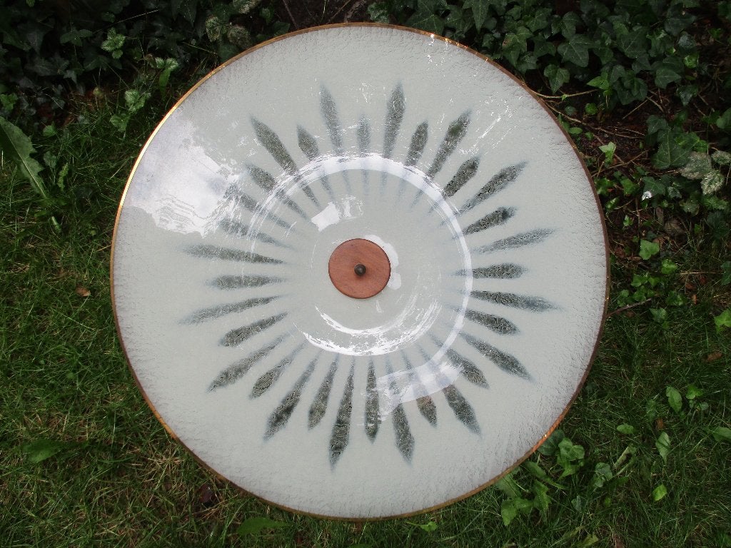 Plafondlamp schaal model met ster en gouden bies, teak,, Ophalen