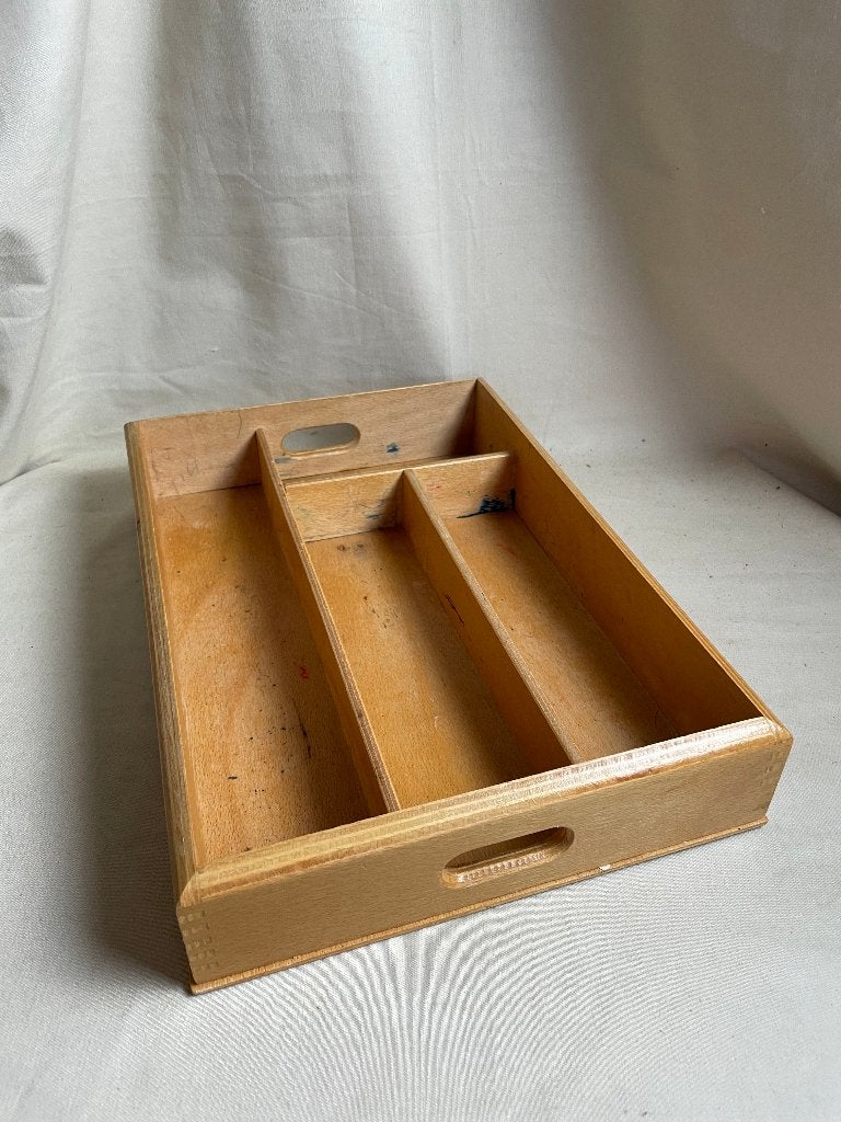 Vintage houten bestekbak, Hout, Ophalen of Verzenden, Bruin, Overige typen