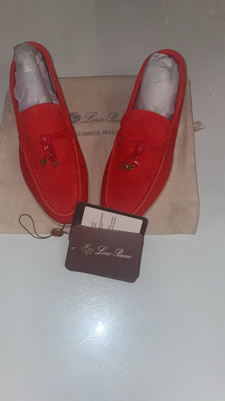 Loro Piana Summer Walk Loafers - Nieuwstaat, Kleding | Dames, Schoenen, Verzenden, Zo goed als nieuw, Rood, Instappers