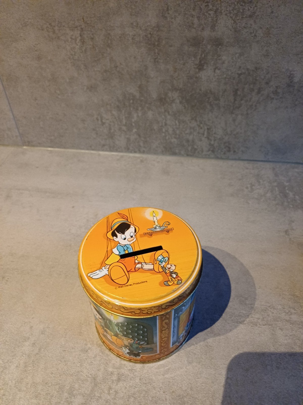Vintage Pinokkio spaarpot - Disney, Ophalen of Verzenden, Gebruikt, Metaal of Blik, Strip- of Tekenfilmfiguur