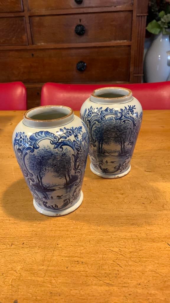 Blauw/witte vaasjes van Tichelaar uit Makkum.19e eeuw, Antiek en Kunst, Ophalen of Verzenden