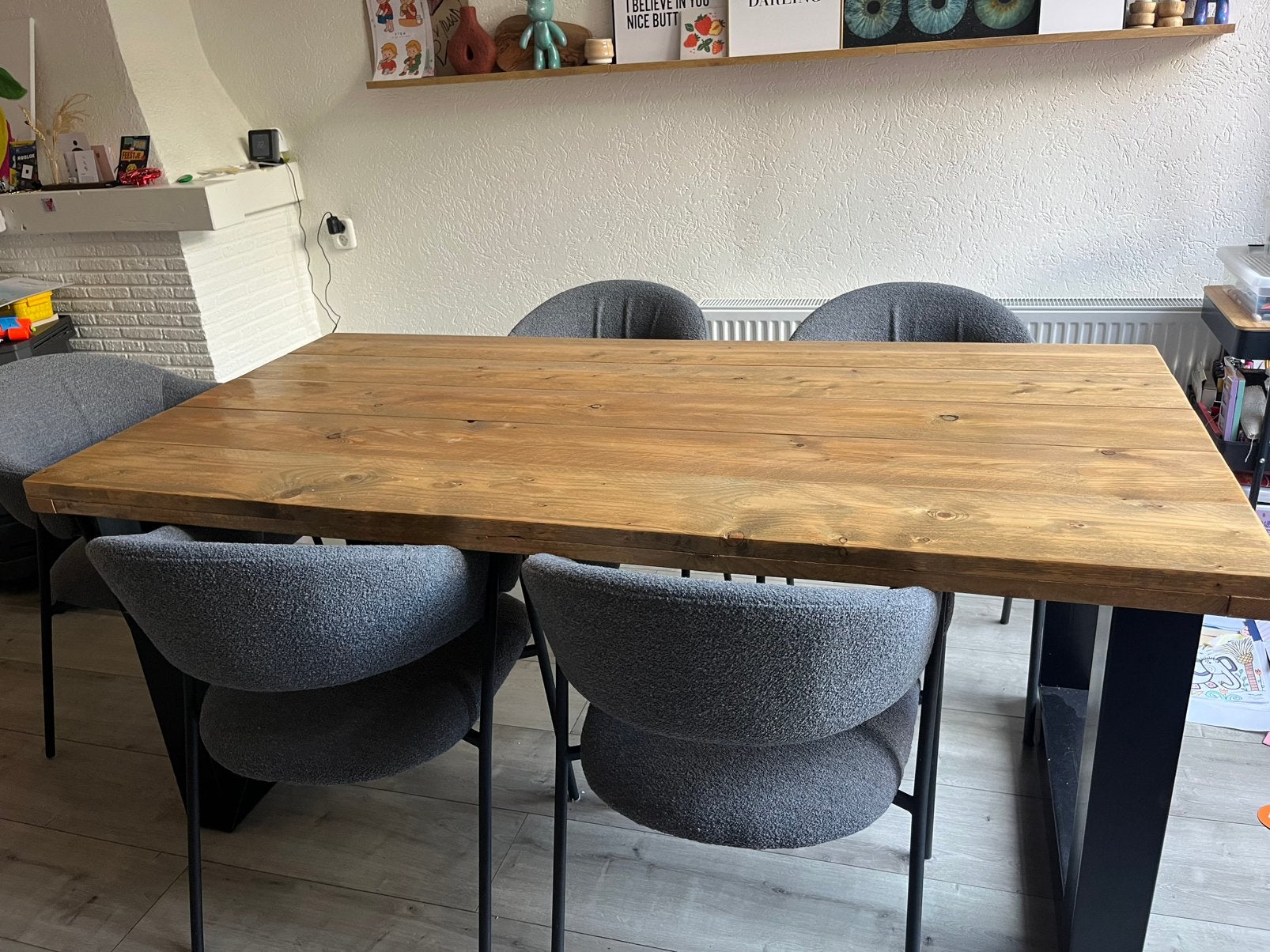 Eettafel steigerhout 180 x 90, Gebruikt, 50 tot 100 cm, Vijf personen of meer, 150 tot 200 cm