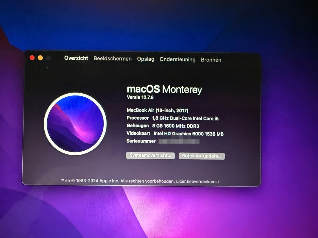 Apple Macbook Air / i5 / 8GB / 250GB / 13 inch / 2017, Computers en Software, Ophalen, Gebruikt, 256 GB, Qwerty