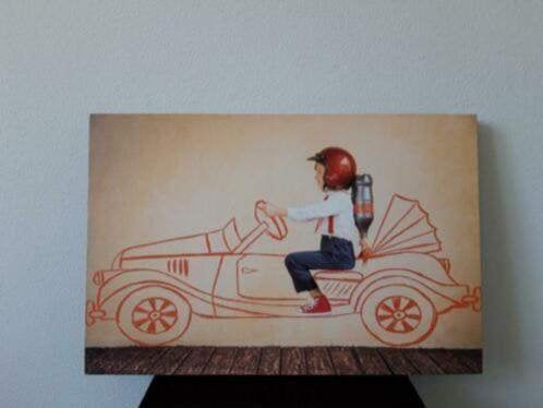 Schilderij Leather Art Funny Car 40x60 cm, Oorspronkelijke maker, Overige typen, Ophalen of Verzenden, Zo goed als nieuw