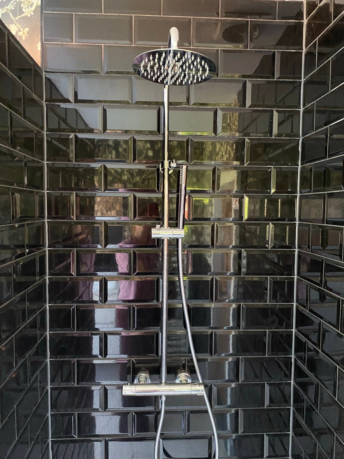 Moderne doucheset met regendouche en handdouche, Ophalen of Verzenden, Zo goed als nieuw, Chroom, Douche