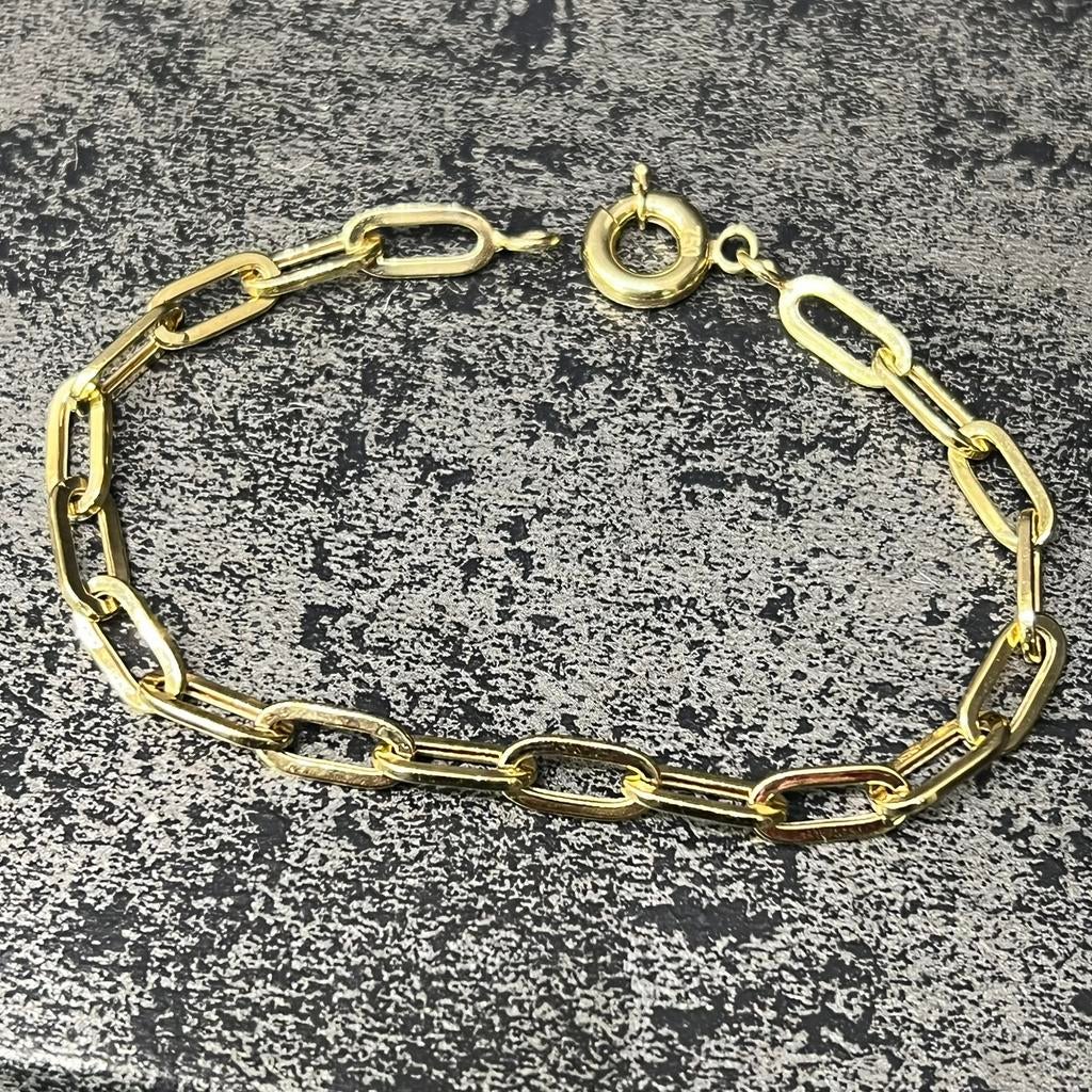 18 karaat gouden armband peperclip schakel, Ophalen of Verzenden, Zo goed als nieuw, Goud