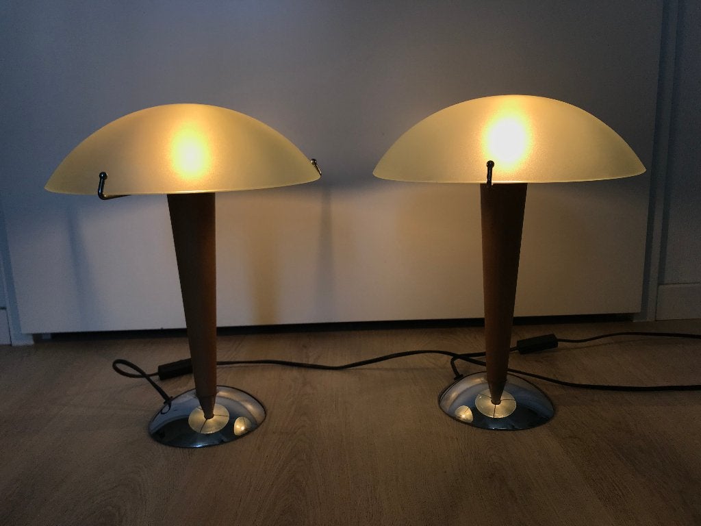 Set Vintage Retro Ikea Kvintol Mushroom Lampen, Ophalen, Gebruikt, Vintage Design Retro Space age, Glas
