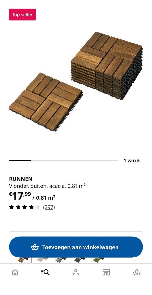 IKEA RUNNEN vlondertegels, Tuin en Terras, Ophalen, Zo goed als nieuw, Hout
