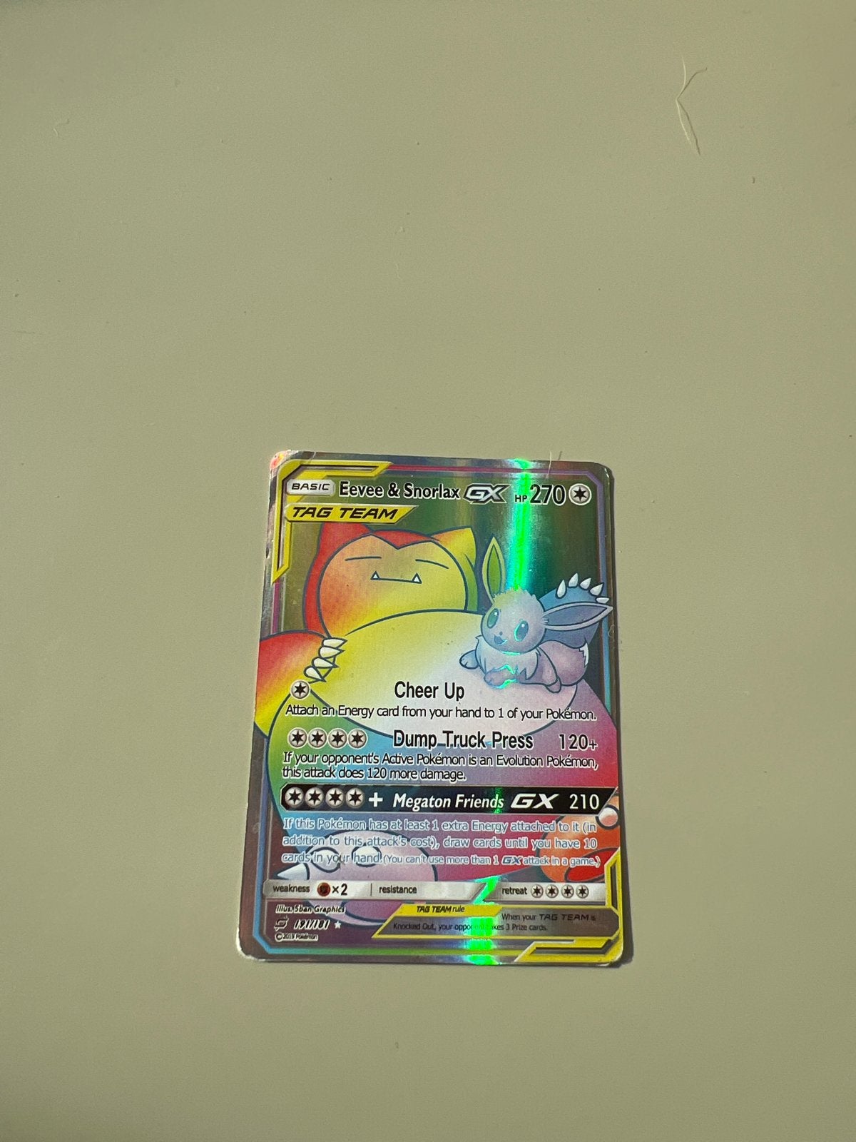 Pokémon Eevee & Snorlax GX Tag Team Kaart, Ophalen, Gebruikt, Losse kaart, Foil