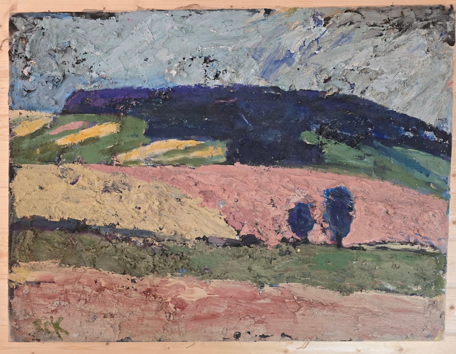 Zeer groot schilderij 75x100 cm gesigneerd – P.C. Kuiper, Antiek en Kunst, Ophalen of Verzenden