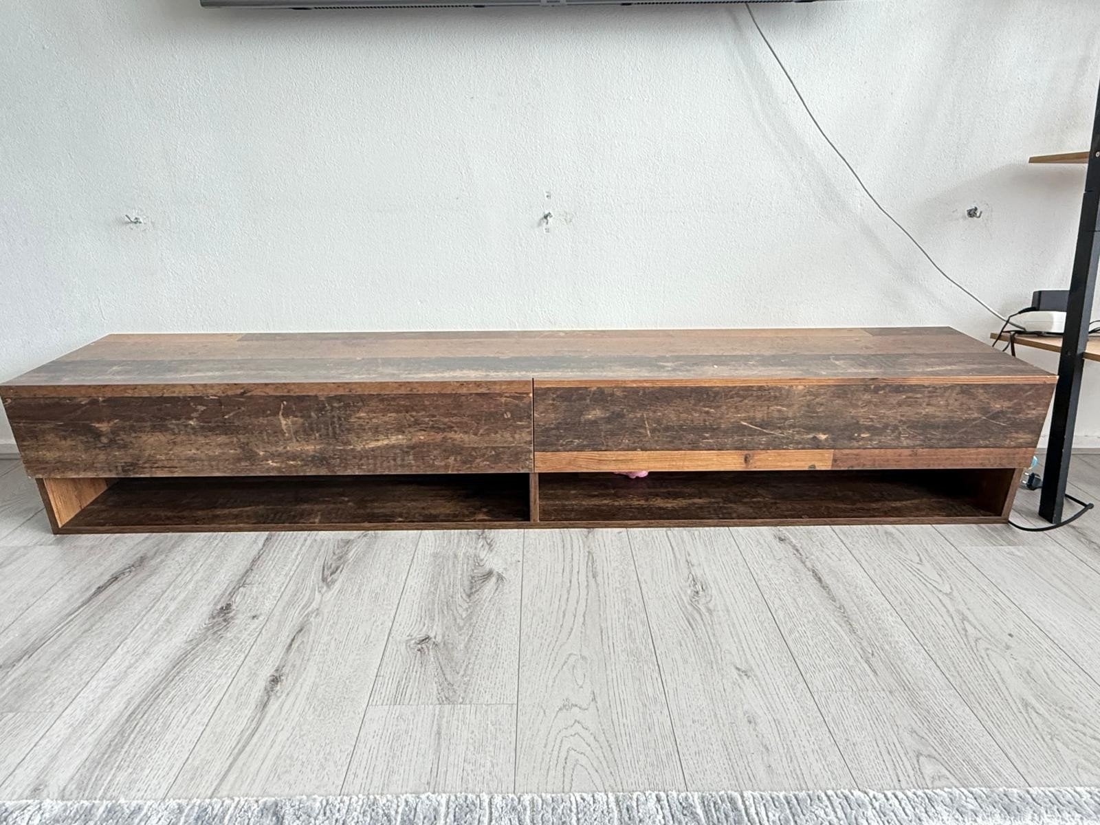 TV meubel donkerbruine houtlook 180 cm lang, Ophalen, Overige materialen, Gebruikt, 150 tot 200 cm