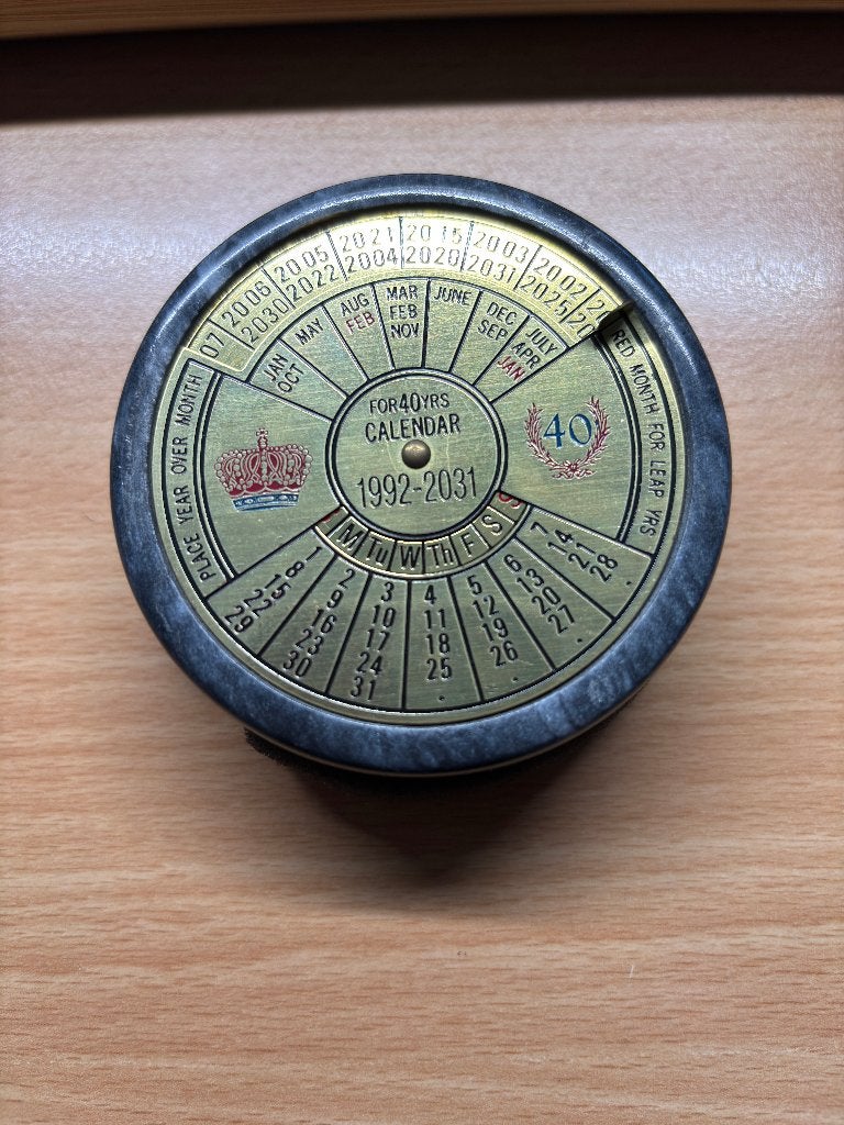 Vintage Messing Mechanische Bureau Kalender (1992 - 2031), Ophalen of Verzenden