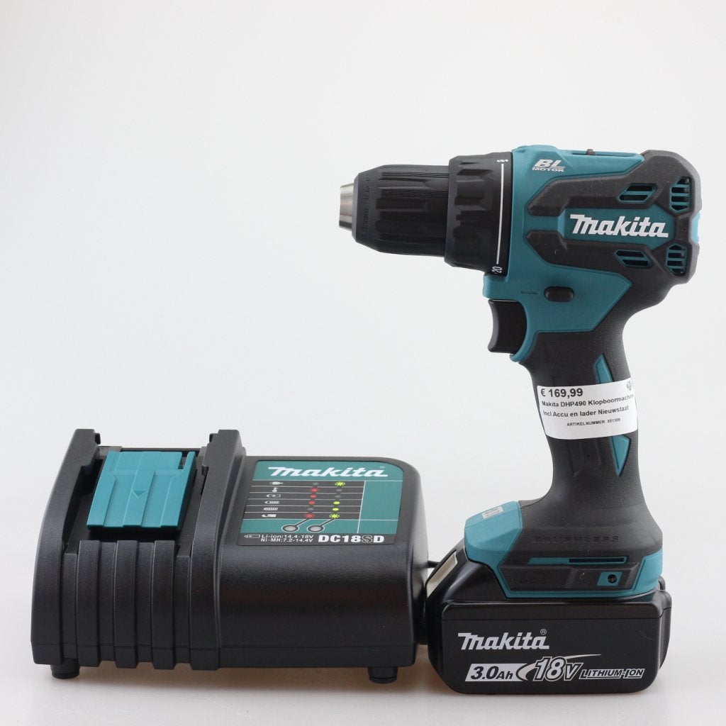 Makita DHP490 Klopboormachine Incl Accu en Lader Nieuwstaat, Makita, Zo goed als nieuw, Support@makita.com, Makita Corporation, 3-11-8, Sumiyoshi-cho, 
Anjo, Aichi 446-8502
Japan