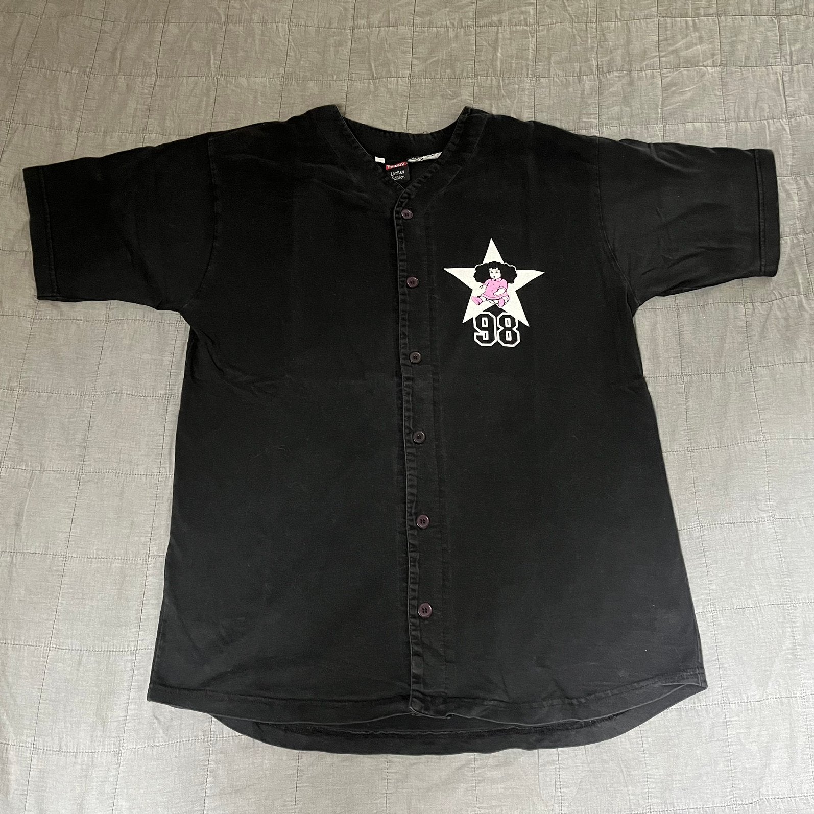 Vintage Pinkpop Pirates Honkbal Shirt Zwart One Size, Ophalen of Verzenden, Maat 56/58 (XL), Zwart