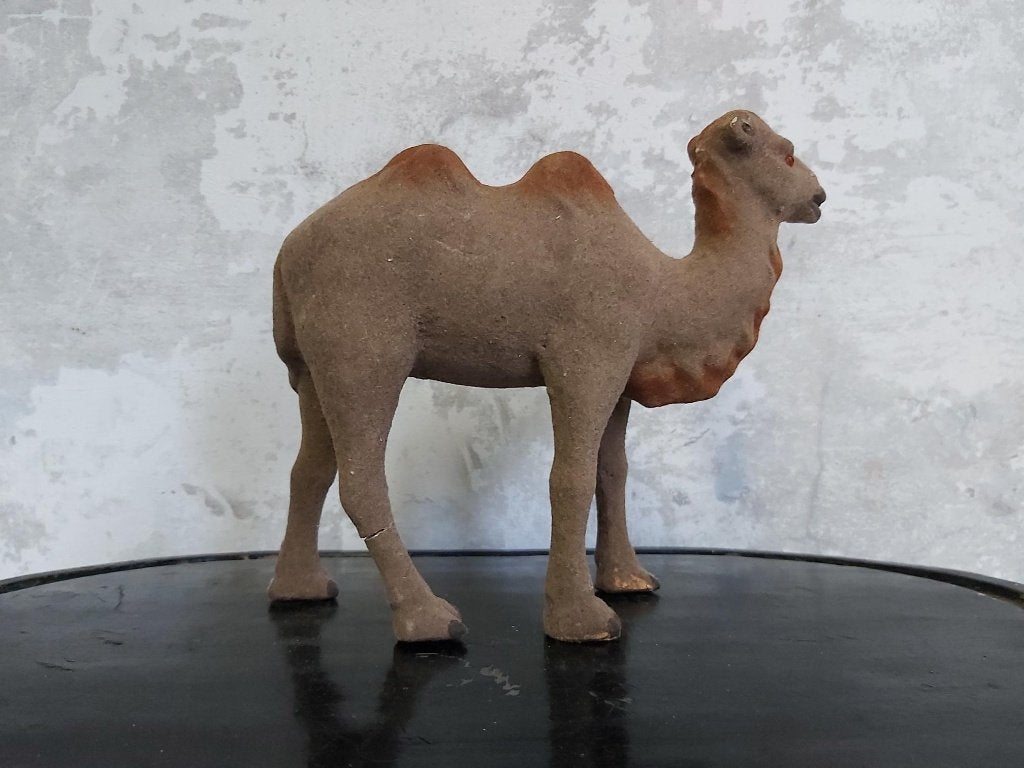 Oude decoratieve flock kameel, Ophalen of Verzenden