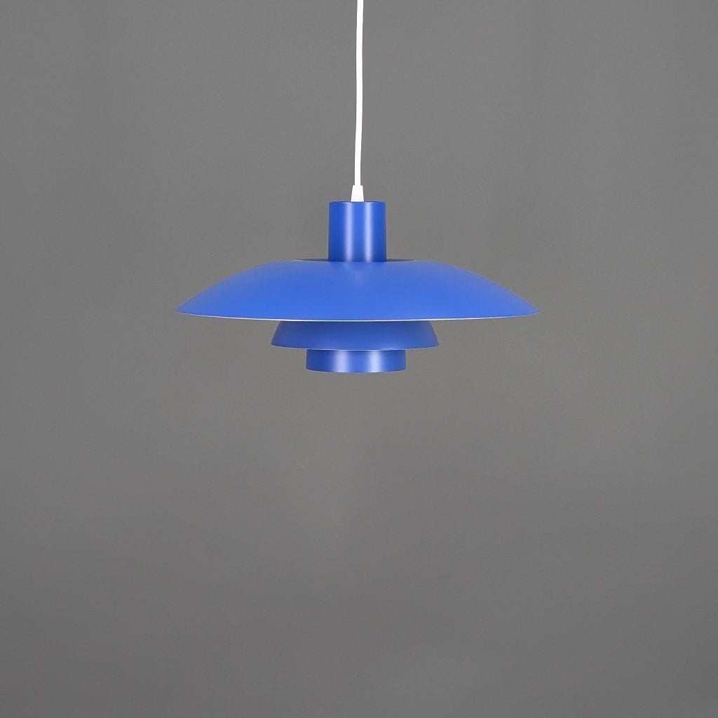 Louis Poulsen PH 4 vintage hanglamp – blauw – Ø40 cm, Kunststof, Zo goed als nieuw, Deens design, E27 (groot)
