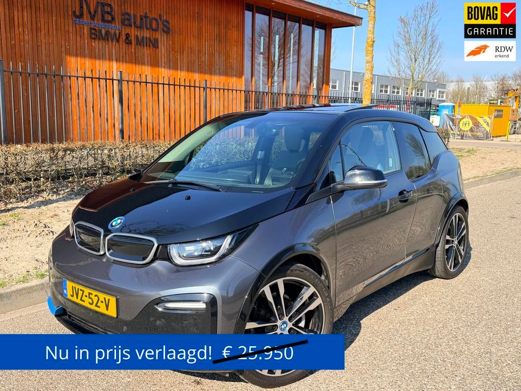 BMW I3 i3S 120Ah, SoH 92, H&K, schuifdak, camera, stoelverwa, Auto's, Automaat, 12 maanden, Gebruikt, Zwart