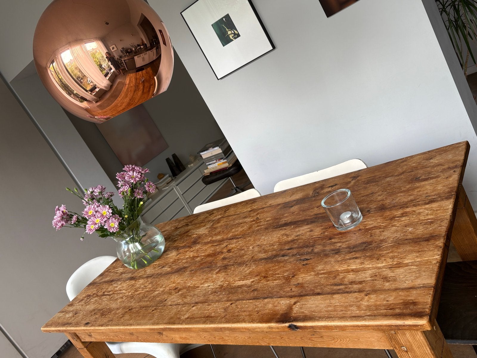 Houten eettafel, Ophalen, Gebruikt, 50 tot 100 cm, Vijf personen of meer
