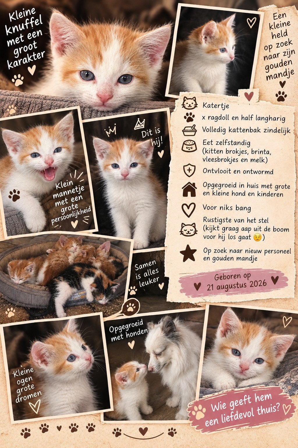 laatste kruising ragdoll kitten op zoek naar personeel, Meerdere dieren, Langharig, 0 tot 2 jaar