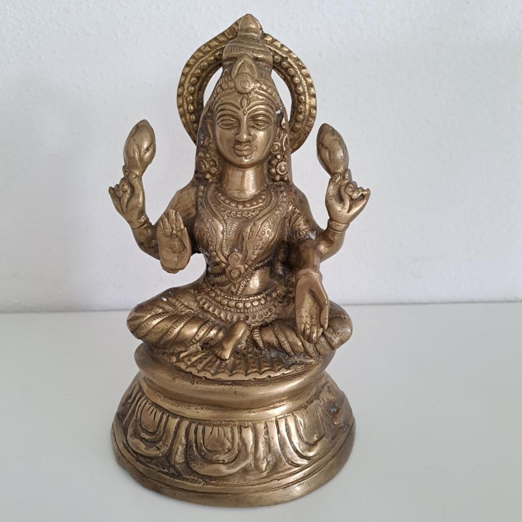 Bronzen beeld van godin Lakshmi - Hindoeïstische kunst, Antiek en Kunst, Kunst | Beelden en Houtsnijwerken, Beeld, Brons, Religie