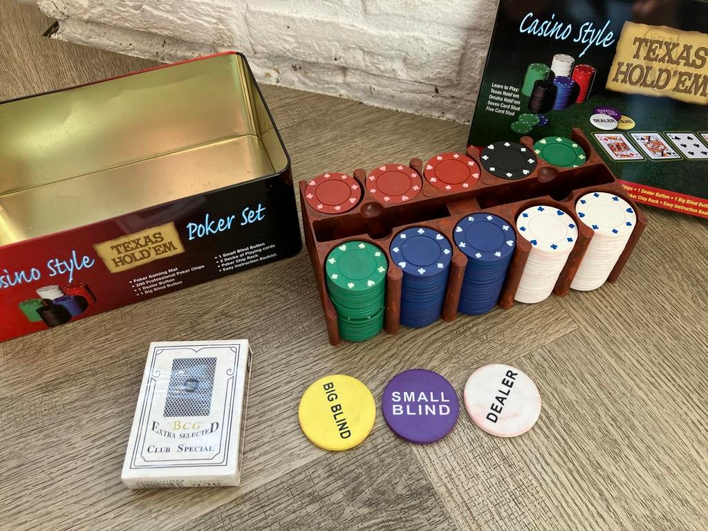 Texas Hold'em Poker Set - Casino Stijl, Drie of vier spelers, Ophalen, Gebruikt