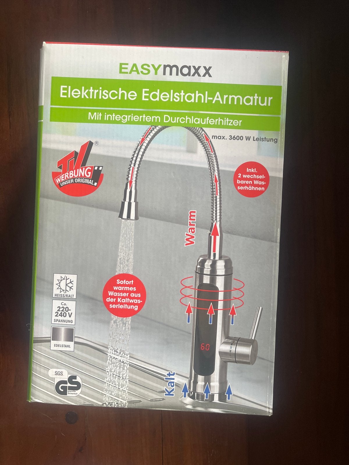 EASYmaxx Elektrische RVS Kraan met Doorstroomverwarmer, Doe-het-zelf en Verbouw, Ophalen of Verzenden, Zo goed als nieuw, Rvs