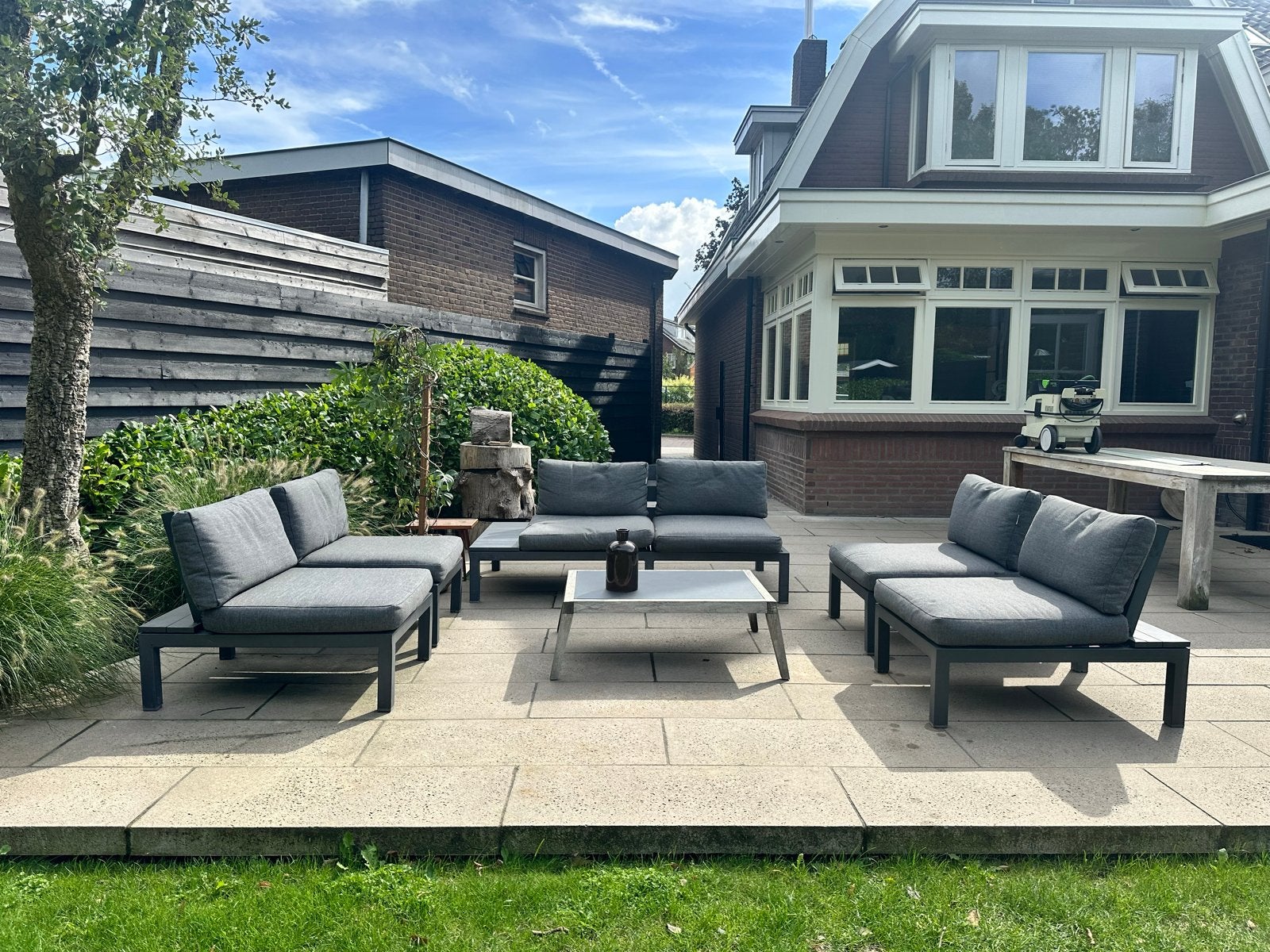 Moderne Tuinset Loungebanken/Stoelen - Grijs Aluminium, Tuin en Terras, Tuinsets en Loungesets, Gebruikt, 6 zitplaatsen, Aluminium