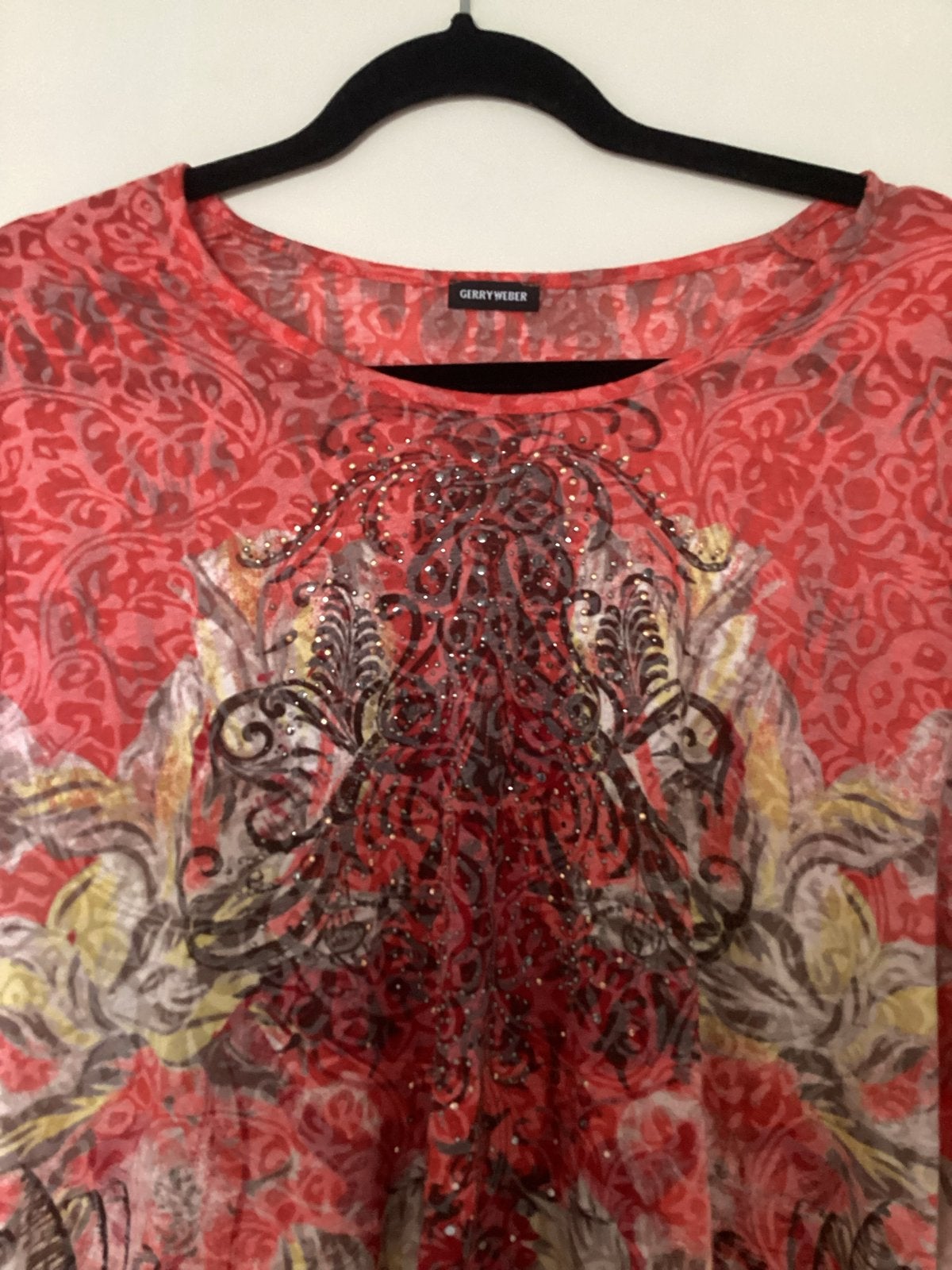 Gerry Weber T-Shirt met steentjes prachtige print mt42/44, Overige kleuren, Maat 42/44 (L), Ophalen of Verzenden, Zo goed als nieuw