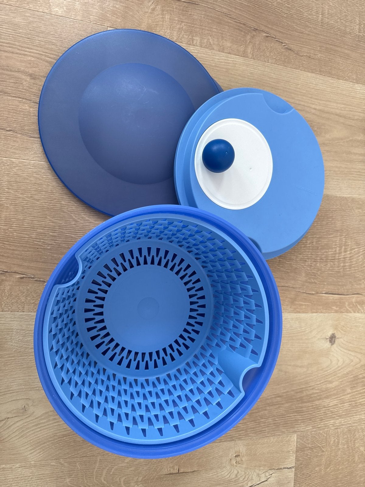 Tupperware slacentrifuge blauw, Gebruikt, Blauw, Overige typen, Ophalen of Verzenden