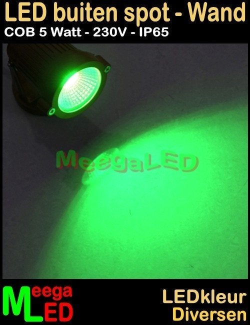 LED tuin lamp spot wandlamp tuinspot ledspot 5W 230V Groen A, Huis en Inrichting, Lampen | Spots, Kunststof, Overige merken, Nieuw