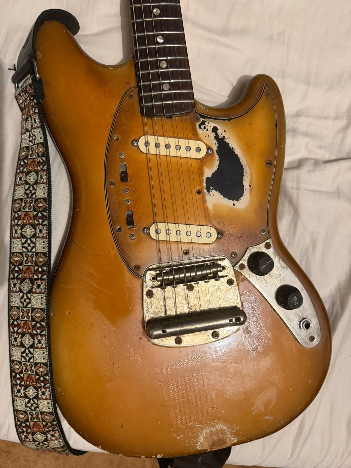 Fender frankenstein Mustang jaren 70, Muziek en Instrumenten, Ophalen of Verzenden, Gebruikt, Solid body, Fender