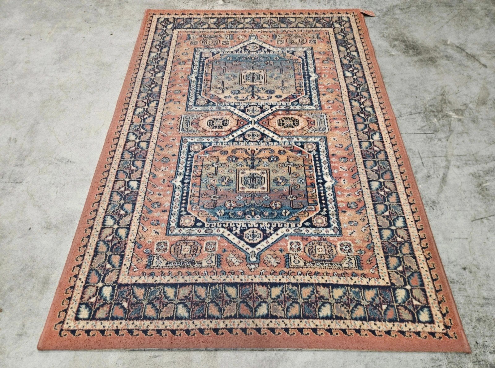 Vintage oosters Kazak vloerkleed medallion pink 120x172cm, 100 tot 150 cm, Geel, Www.hypepopup.nl, Ophalen of Verzenden