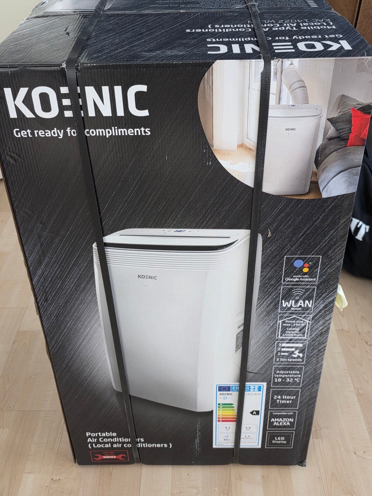 Koenic Mobiele Airco KAC 14022 - 14000 BTU, Ophalen, Timer, Nieuw, 3 snelheden of meer