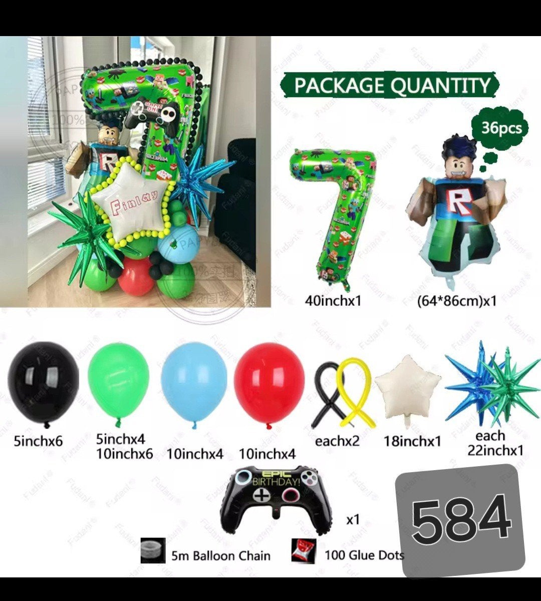 Roblox Verjaardag Ballonnen Set - Nieuw, Ophalen of Verzenden, Nieuw, Versiering, Verjaardag