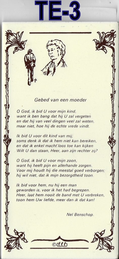 Te3 tegeltje gebed van een moeder, Huis en Inrichting, Ophalen of Verzenden, Zo goed als nieuw